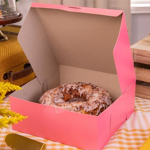 Southern Champion Tray 0873 Pink Paperboard Non-Window Lock-Corner Bakery Box, 10" Length x 10" Width x 4" Height (Case of 100) - Image 4