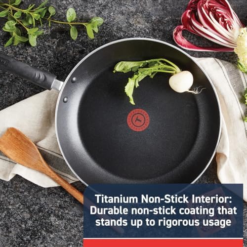 T-fal Experience Nonstick Cookware Set 12 Piece, Induction, Oven Broiler Safe 350F, Kitchen Cooking Set w/Fry Pans, Saucepan, Stockpot, Kitchen Utensils, Pots and Pans, Dishwasher Safe, Black - Image 3