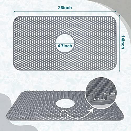 Bestjing Silicone Sink Protector, 26"x 14" Center Drain, Gray - Image 3