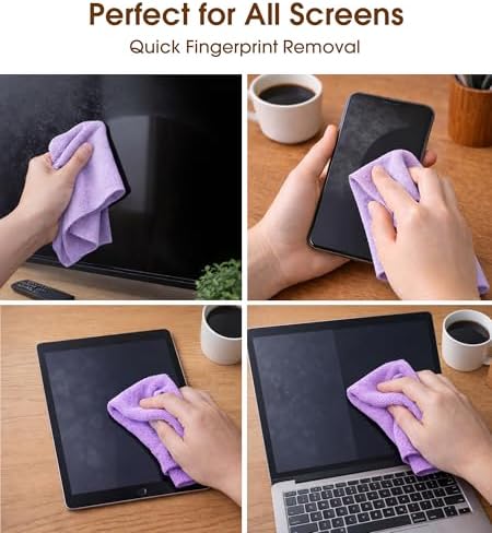 KitchLife Microfiber Cleaning Cloth Roll, 100 Pack - Tear-Away Microfiber Paper Towels, Lint-Free, Reusable, Washable for Kitchen, Car, Dishes, and Sensitive Surfaces (Light Purple) - Image 5