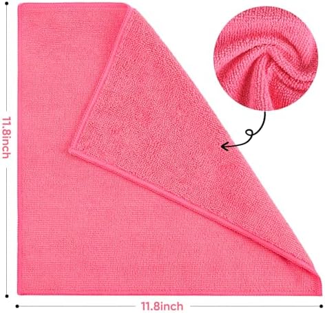 TEAWOO 10 PCS Pink Microfiber Cleaning Cloths, Assorted Cleaning Rags - Image 2