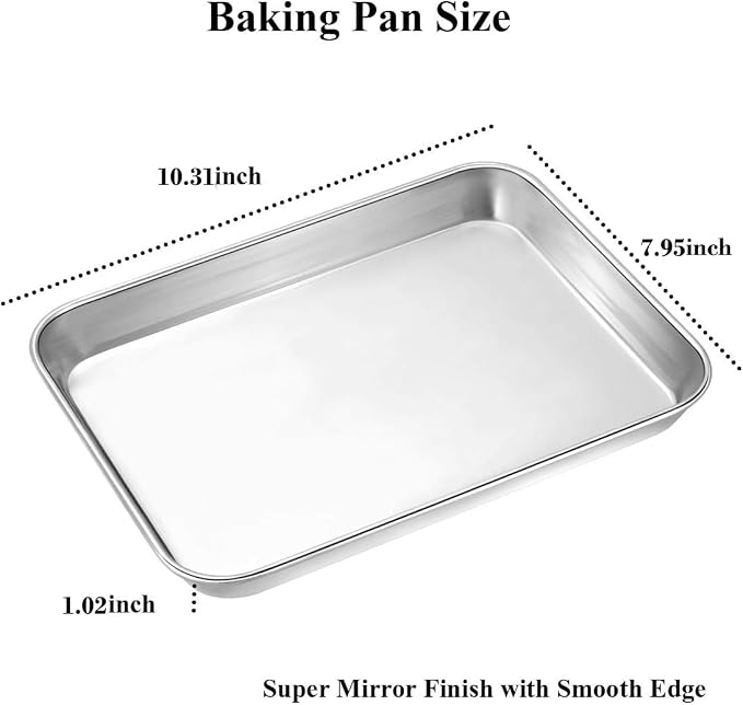 Wildone Baking Sheet with Rack Set [2 Sheets + 2 Racks], Stainless Steel Cookie Pan baking Tray with Cooling Rack, Size 10 x 8 x 1 Inch, Non Toxic & Heavy Duty & Easy Clean - Image 4