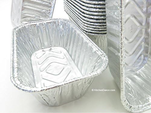 KitchenDance Disposable Aluminum Loaf Pans - Rectangular Aluminum Foil Pans for Meat Loaf's, Breads, Apple Cakes - Baking Pan Perfect for Baking, Cooking, and Preparing Food, 1 Pound Loaf, 50 Count - Image 3