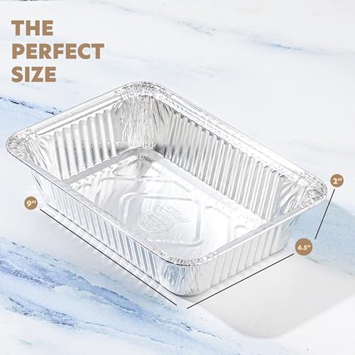 PLASTICPRO 10 Pack Aluminum Pans 6.5'' x 9" Disposable Pans with Covers Heavy Duty 2.25 lb Foil Pans for Baking and Cooking - Image 5