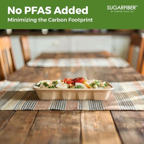 22 oz Compostable Disposable Paper Food Trays with Lids Natural, 100 SET - Image 5