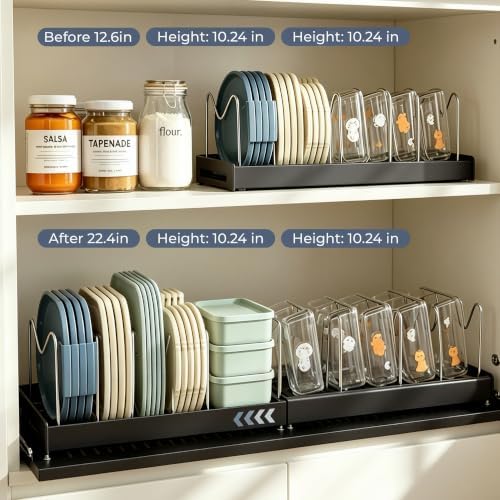 2-Pack Pots and Pans Organizer under cabinet with 9 Adjustable Dividers-22" - Image 3