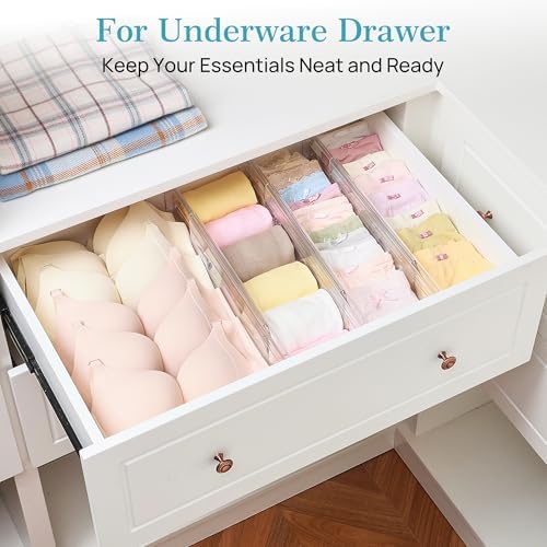 Vtopmart 4" Regular Upgrade Drawer Dividers for Clothes, 12.8"-22.3" 8 Pack | Expandable Dresser Drawer Organizer, Clear Separator, Baby Clothing, Underwear, Cosmetics, Toiletries Storage, Space Saving - Image 6