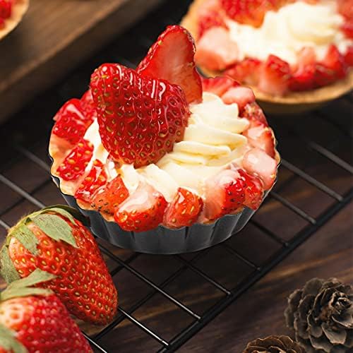 12 pcs Egg Tart Molds, 3 Inch Mini Tart Pans Removable Bottom, Cupcake Cake Muffin Mold Tin Pan Baking Tool, Reusable Quiche Bakeware Carbon Steel for Pies, Quiche, Cheese Cakes, Desserts,7.6CM - Image 5