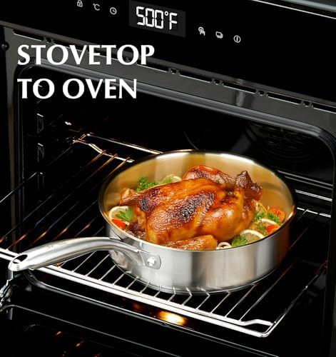 KOCH SYSTEME CS Stainless Steel Cookware Set 21 Piece with 5-Layer Base, Professional 18/10 Stianless Steel Pots and Pans Set, Oven&Dishwasher Safe, Non Toxic, Induction Kitchen Cooking Sets, 21PCS - Image 6