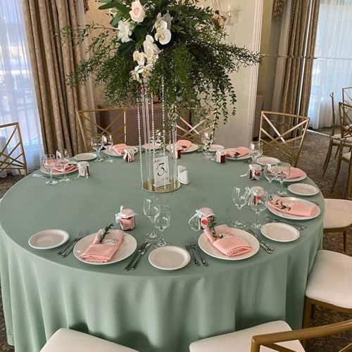 8 Packs 120 Inch Sage Green Round Tablecloth - Image 3