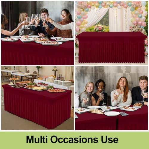 Smiry 2 Pack Spandex Elastic Fitted Table Cloth Skirt for 4FT Table - Image 5