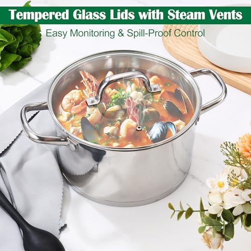 E-far Stainless Steel Cookware Set, 10-Piece Induction Pots and Pans Set - Image 5