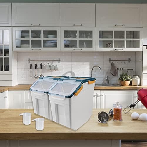 AnRui Large Flour Storage Containers 25Lbs Airtight Rice Storage Container BPA Free Kitchen Pantry Food Storage Bin Sugar Snack Cereal Grain Organizer Box with Wheel, Scoop, 4Pack, Blue - Image 5