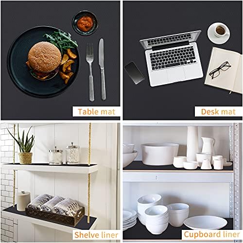 Kitchen Shelf Liner Drawer Liners, Non-Adhesive Refrigerator Liners Waterproof Fridge Mats with Strong Durable Kitchen Cabinets Mat for Drawers, Shelves, Pantry Black - Image 6
