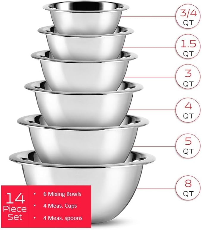 Eatex Baking Sheet Set, 29 Piece Baking Pans Set, Cookie Sheets for Baking | Nonstick Bakeware Sets, 450°F Oven Safe, Steel Sheet Pans for Baking with Silicone Handles, Quality Mixing Bowls Set, Black - Image 7