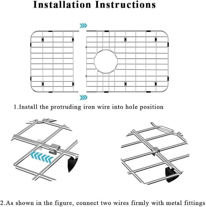 Sink Protector for Kitchen Sink,Large Sink Rack,25.1"X 12.8",Stainless Steel Sink Grid for Bottom of Sink,Metal Sink Grate with Centered Drain for Single Bowl,1 pack - Image 7