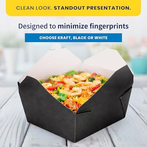 FC Meyer MeyerPak #1 Take Out Cartons, Leak & Grease Resistant Take Out Boxes, To Go Food Containers, 4 3⁄8” x 3 1⁄2” x 2 1⁄2“, Black, Pack of 450 - Image 3