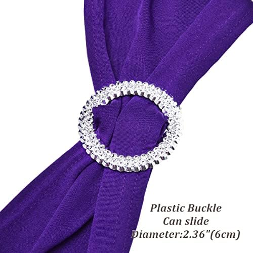 10pcs Stretch Spandex Chair Sashes for Wedding Party Banquet Decoration Elastic Bulk Chair Bands with Buckle Engagement Event Birthday Graduation Meeting (Purple) - Image 3