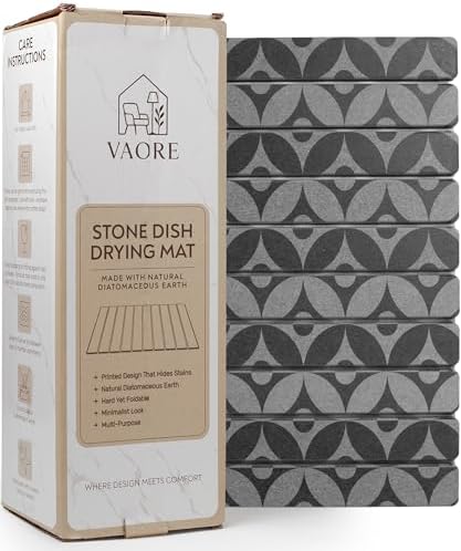 Large Stone Drying Mat for Kitchen Counter, 23.6" x 15.3" Quick Dry Foldable Diatomaceous Earth Dish Drying Mat, Stain-Hiding Design, Eco-Friendly Large Sink Mat for Dishes and Utensils by Unknown