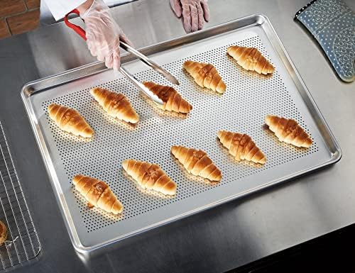 CURTA 6 Pack Aluminum Sheet Pan Perforated, NSF Listed Full Size 26 x 18 inch Commercial Bakery Cake Bun Pan, Baking Tray - Image 2