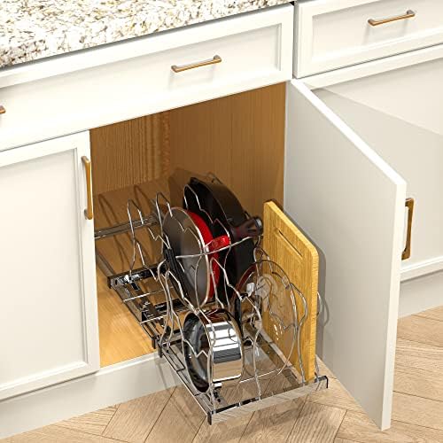 Simple Houseware Under Cabinet Pull Out Sliding Shelf Organizer, Chrome - Image 2