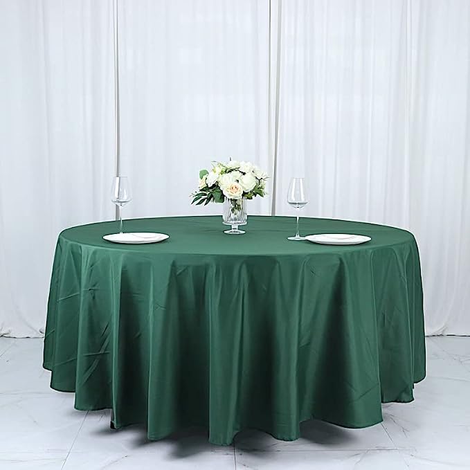Balsa Circle 6 pcs 108 inch Hunter Green Round Polyester Tablecloths Fabric Table Cover Linens for Wedding Party Banquet Reception Events Kitchen Dining - Image 2