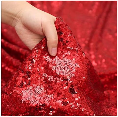 QueenDream Red Sequin Tablecloth 90x132 Inch Red Glitter Table Cloth - Image 3