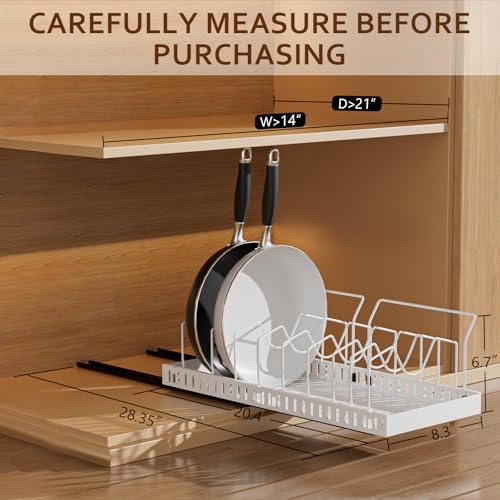 White Pull Out Pot Lid Organizer, Cabinet Pan Rack, 10 Dividers - Image 2
