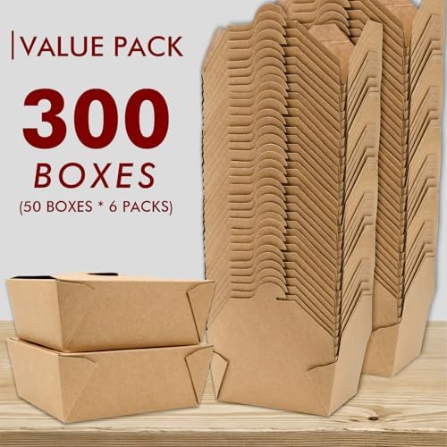 EcoDispose 300 Pack 45 oz Kraft Paper Takeout Food Containers - Image 3
