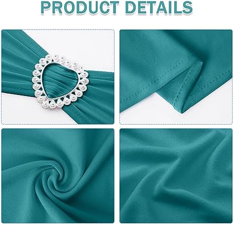 Pack of 120 Spandex Chair Sashes Bows Stretch Chair Cover Band with Buckle Slider Universal Elastic Chair Ties for Wedding Banquet Party Event Decoration (Turquoise) - Image 3