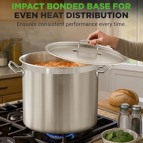Nutrichef Stainless Steel Cookware Stockpot, 40 Quart Heavy Duty Induction Soup Pot With Stainless Steel Lid And Strong Riveted Handles, Even Heat Distribution, Compatible With Most Cooktops - Image 6