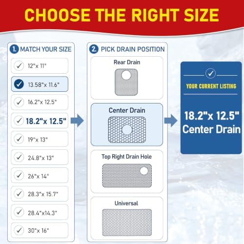 Bestjing Silicone Sink Protectors for Kitchen Sink-18.2"x12.5" Center Drain - Image 2