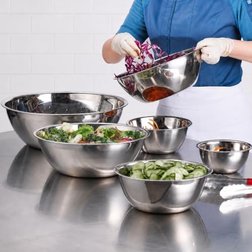 CURTA 6 Piece Stainless Steel Mixing Bowls Set (0.6–10 QT) by CURTA