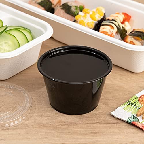 Restaurantware-Chef 101 4 Ounce Sauce Cups, 2000 Microwave-Safe Condiment Cups - Crack-Resistant, Disposable, Black Plastic Portion Cup, For Samples, Sauces, Or Toppings, Lids Sold Separately - Image 3