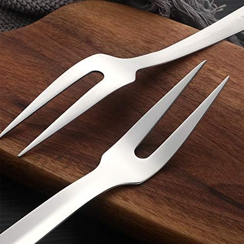 6 Pcs 12.3 in Silver Meat Forks for Kitchen, Stainless Steel Titanium Plated Dinner Fork, Ergonomic Integral Forming Mirror Polish-Dishwasher Safe - Image 4