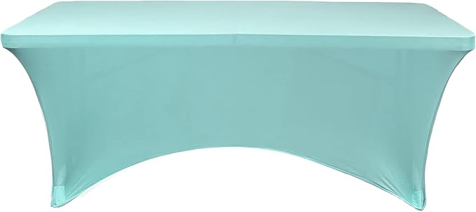YOUR CHAIR COVERS - 8ft Robin Egg Rectangular Spandex Table Covers Fitted Tablecloth Wedding Event Patio Decorations Elastic Fabric Stretch for Folding Table - Image 3