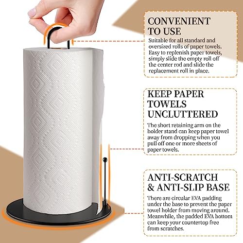 Paper Towel Holder 10Pack Bulk Black Stand Countertop for Kitchen - Image 3