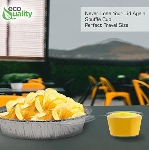 EcoQuality [300 PACK] 3 Oz Leak Proof Plastic Condiment Souffle Containers with Attached Lids - Portion Cup with Hinged Lid Perfect For Sauces, Samples, Slime, Jello Shot, Food Storage & More! - Image 7
