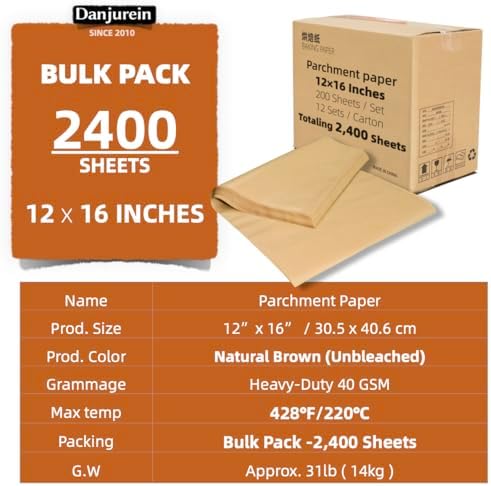 12x16" 2400 Bulk Precut Unbleached Parchment Paper Half-Sheet Liners | Heavy-duty non-stick, high heat oven safe & greaseproof, ideal for baking, grilling, steaming & commercial food prep - Image 2