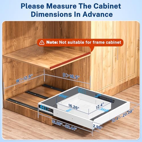 Insputer Pull Out Cabinet Organizer Expandable (12.4"-20.08")W & (16.26"-22.44")D, No Drill Slide Out Drawers with 3 Slide Rails, 2Pcs Magnetic Panel, Adhesive Roll Out Shelf for Kitchen, Pantry White - Image 5