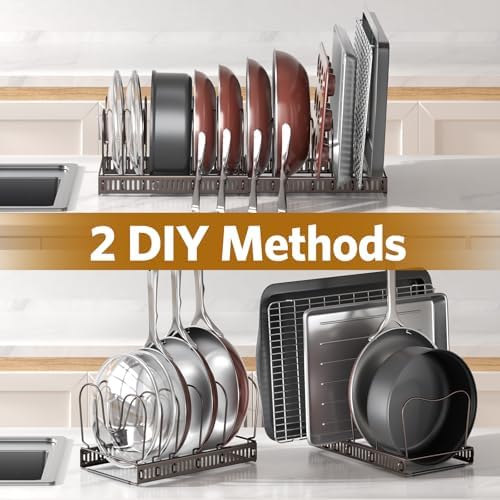 ORDORA Pots and Pans Organizer under Cabinet, 11.8-22.8" 12 Dividers Silver - Image 4