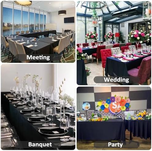 8 Pack Black Tablecloths Rectangle 60 x 84 Inch for 4 Foot Tables - Image 6