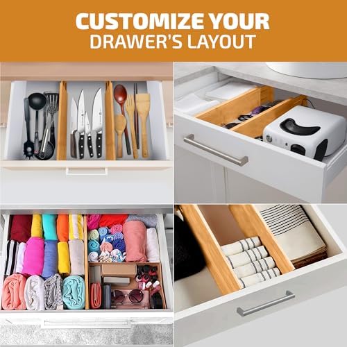 6-Pack Deep Drawer Dividers 4-Inch High Dresser Drawer Organizer, Bamboo - Image 3