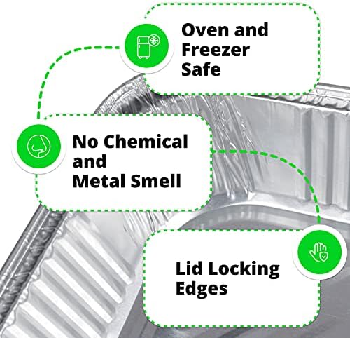 IDL Packaging Full Size Aluminum Steam Table Pans with Lids - Shallow, 21" x 13" x 1.5" (pack of 5) - Disposable Foil Pan for Grilling, Roasting, BBQ, Cooking, Baking, Freezing - Image 4