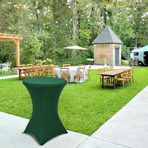 Pesonlook 6 Pack Hunter Green Cocktail Spandex Table Cover,32x43 Inch - Image 5
