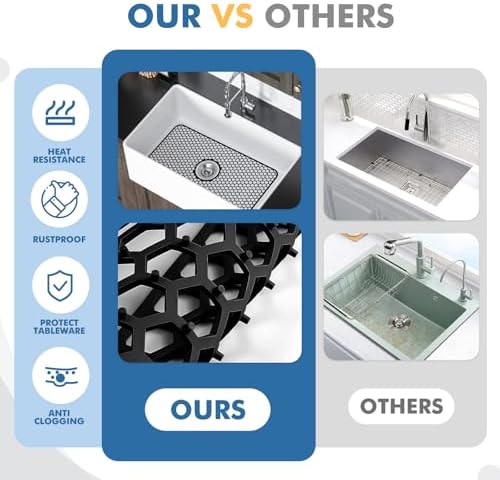 Bestjing Silicone Sink Protectors for Kitchen Sink-24.8"x 13" Center Drain - Image 4