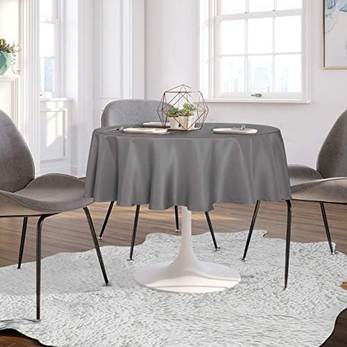 sancua Round Tablecloth, 80 Inch, Light Grey - Image 3