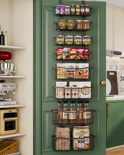 Eastherry Over The Door Organizer，8-Tier Over The Door Pantry Organizer with Adjustable Baskets，Metal Hanging Pantry Organizers and Storage for Kitchen, Back of Door Seasoning Rack (Black) by Unknown