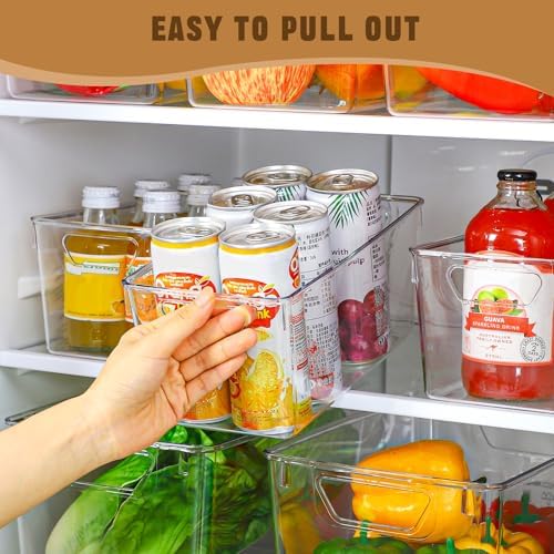 Freebat 12 Pack Pantry Organization and Storage,Clear Plastic Storage Bins | 4Small 4Middle 4Large,Cabinet Organizer, Clear Plastic Storage Containers with Handle,Acrylic Storage Bins for Cabinet,Fridge - Image 4