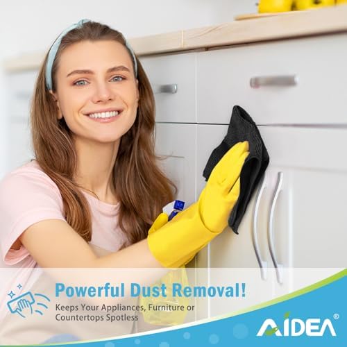 AIDEA Black Microfiber Cleaning Cloth-150PK, Cleaning Rags 12"x12" - Image 4